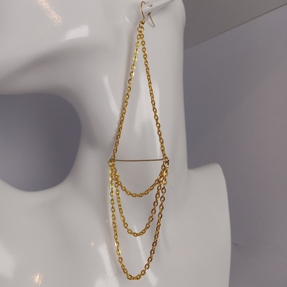 Hand Crafted Jewelry - Gold toned chain earrings grunge hippie bohochic